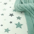 Husa saltea rotunda patut bebe copii cu elastic, Stelute menta (4)